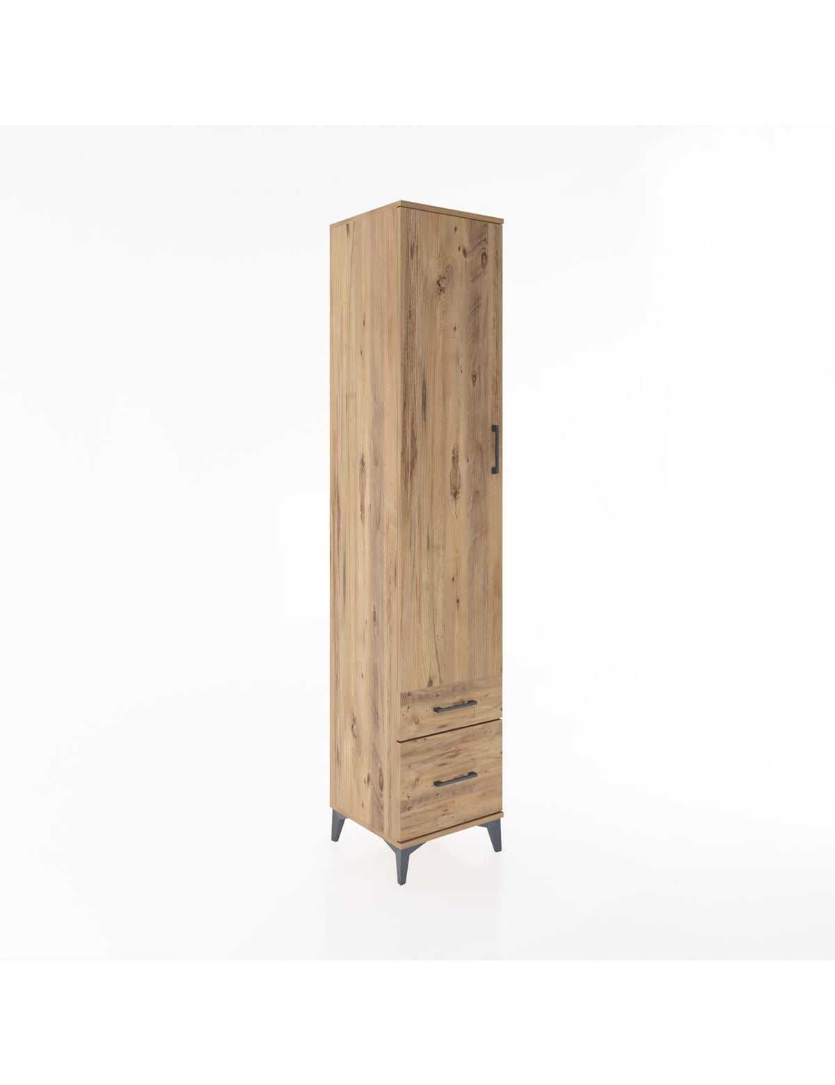 Hyperion Dolap 5 Raflı 2 Çekmeceli Tek Kapaklı 44x44x221 Çam-Çam