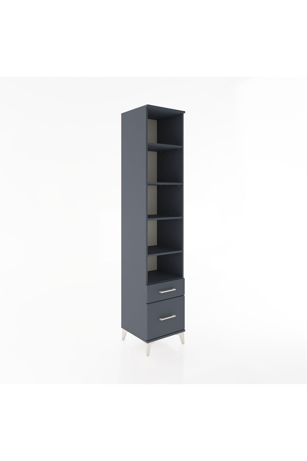 Hyperion Dolap 5 Raflı 2 Çekmeceli 44x44x221 Antrasit-Antrasit