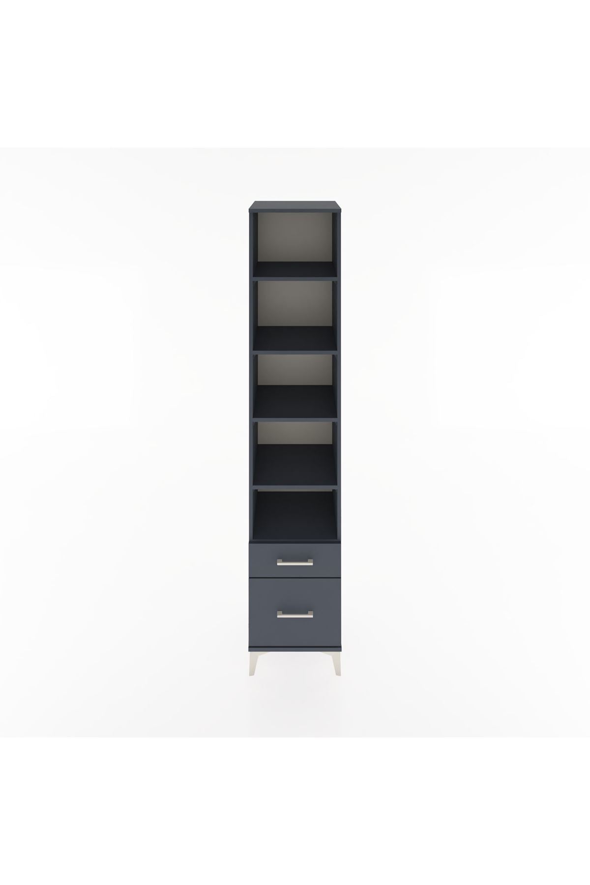 Hyperion Dolap 5 Raflı 2 Çekmeceli 44x44x221 Antrasit-Antrasit