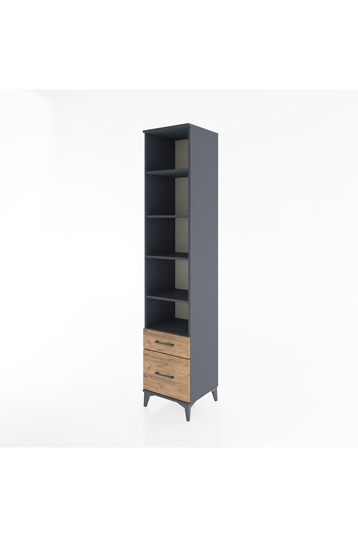 Hyperion Dolap 5 Raflı 2 Çekmeceli 44x44x221 Antrasit-Çam