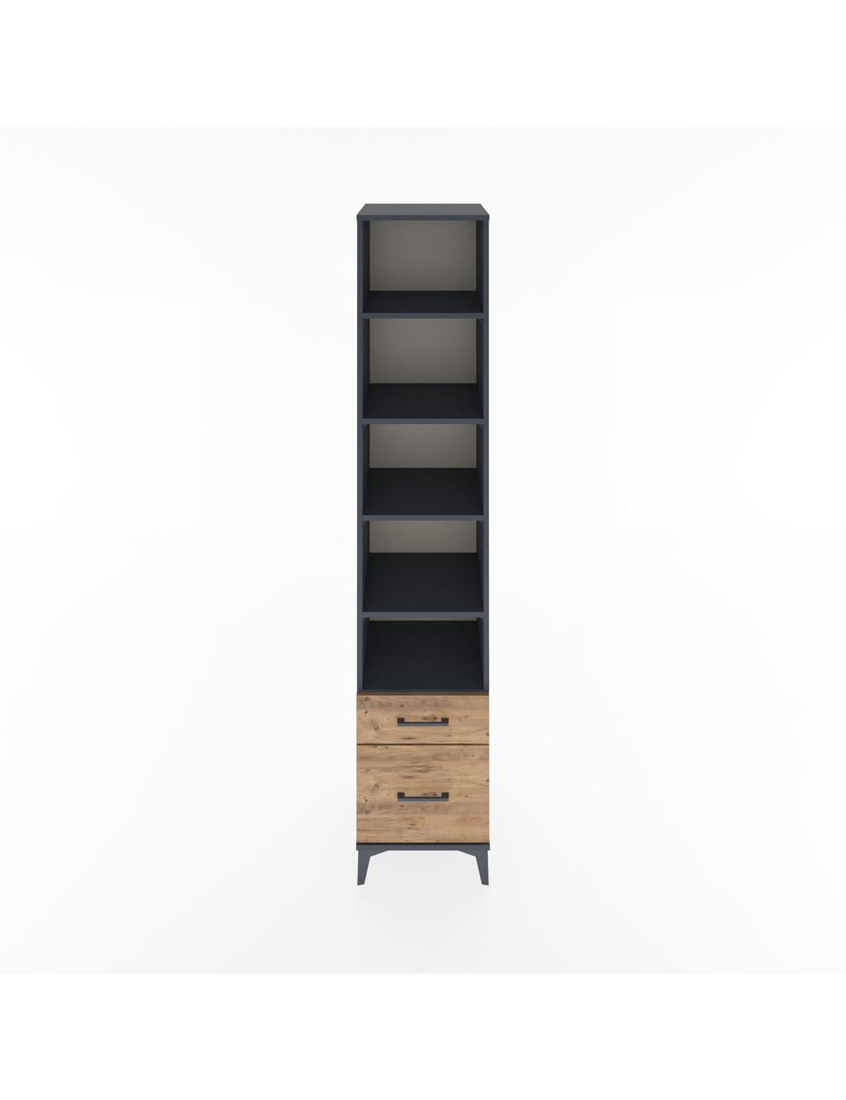 Hyperion Dolap 5 Raflı 2 Çekmeceli 44x44x221 Antrasit-Çam