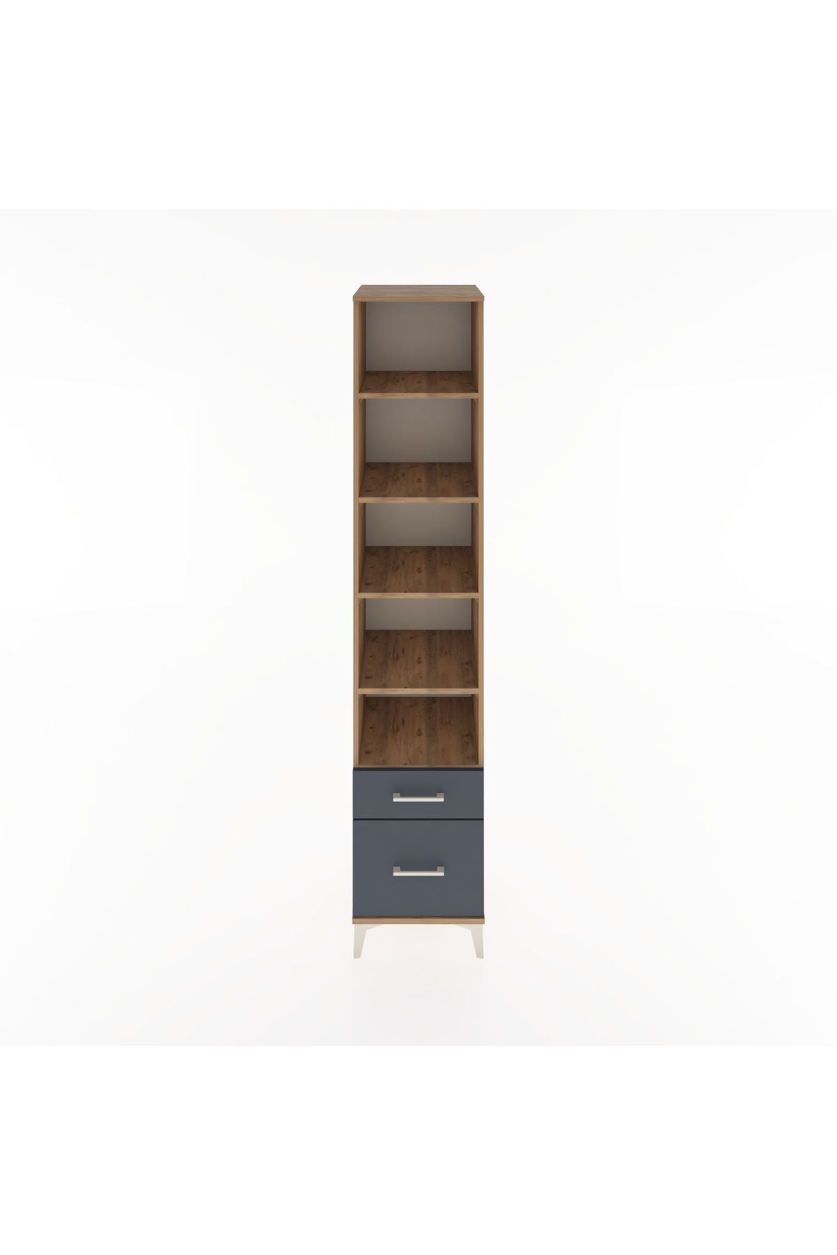 Hyperion Dolap 5 Raflı 2 Çekmeceli 44x44x221 Çam-Antrasit