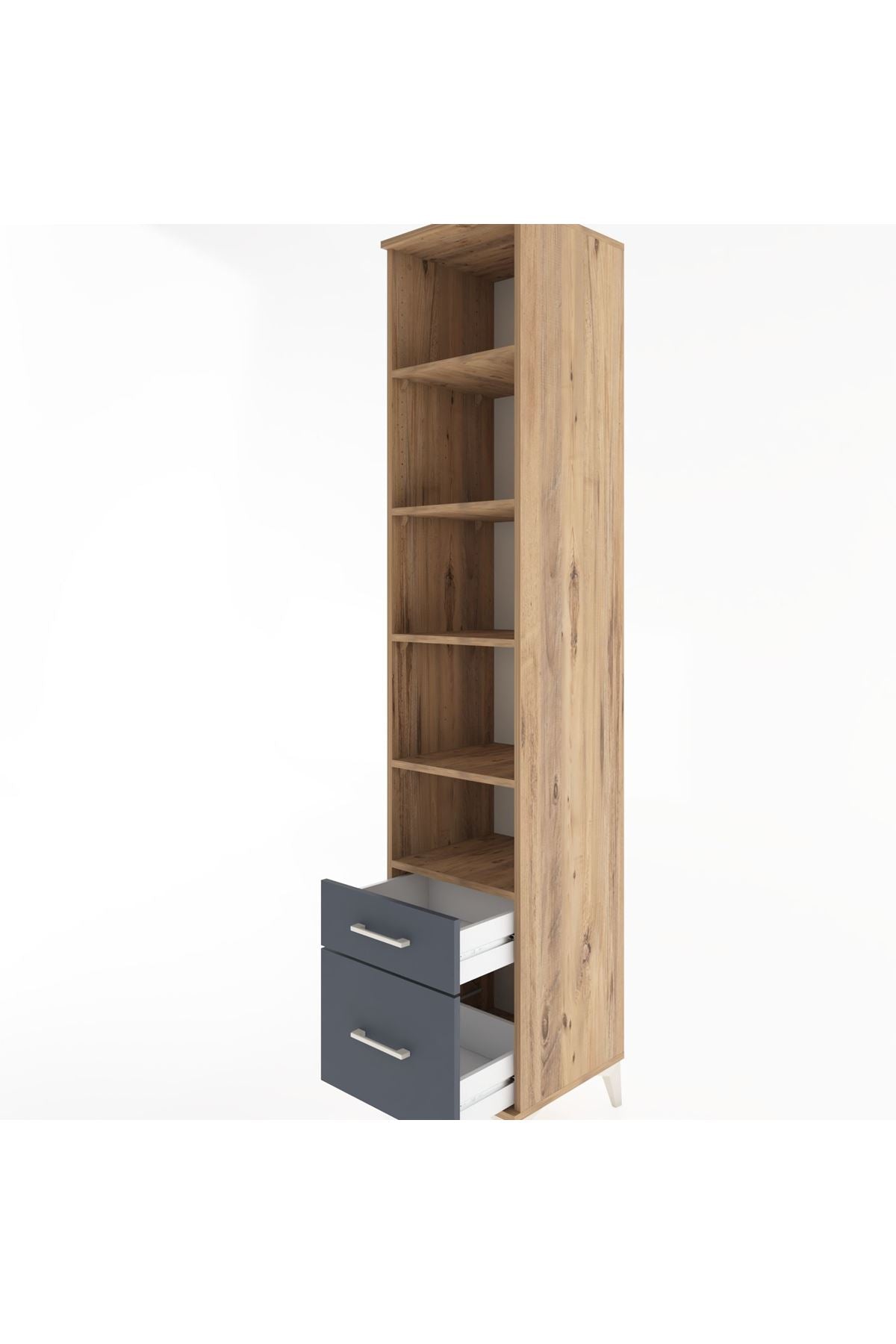 Hyperion Dolap 5 Raflı 2 Çekmeceli 44x44x221 Çam-Antrasit