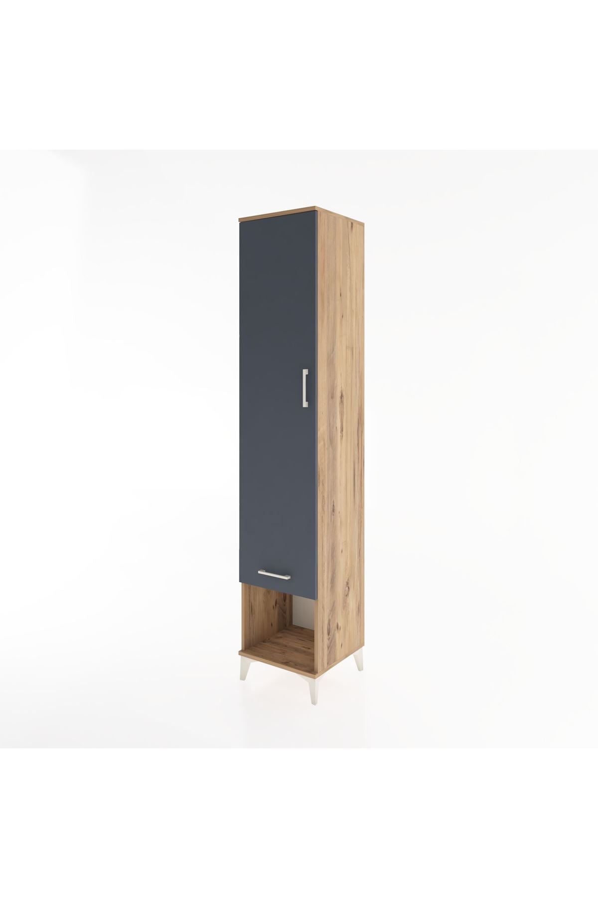 Hyperion Dolap 3 Raflı Tek Çekmeceli Tek Askılı 44x44x221 Çam-Antrasit