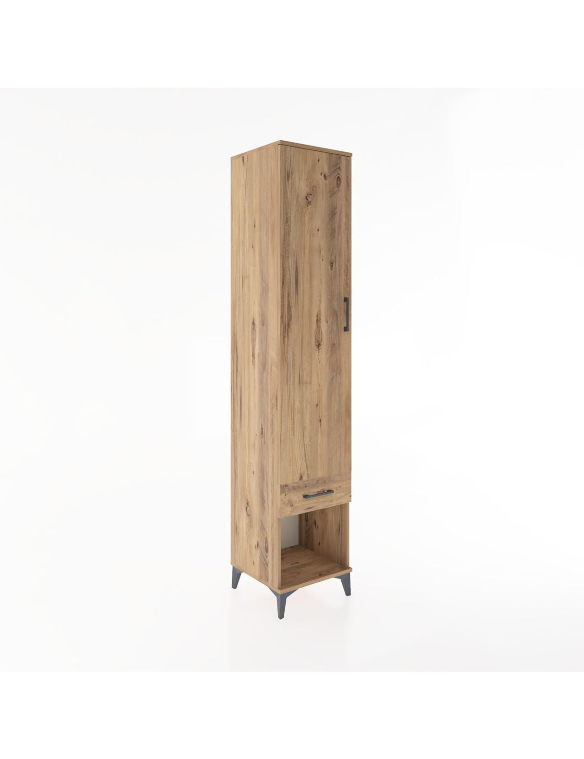 Hyperion Dolap 3 Raflı Tek Çekmeceli Tek Askılı 44x44x221 Çam-Çam