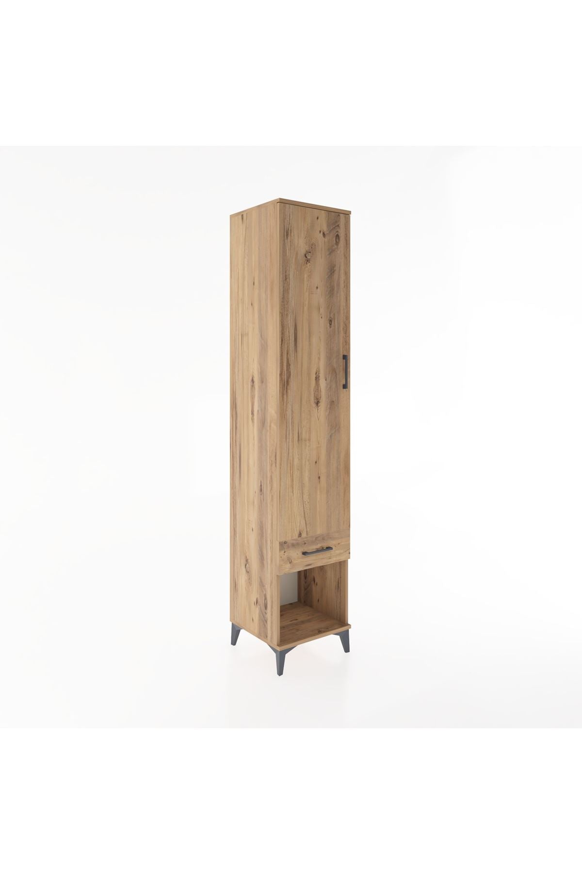 Hyperion Dolap 3 Raflı Tek Çekmeceli Tek Askılı 44x44x221 Çam-Çam