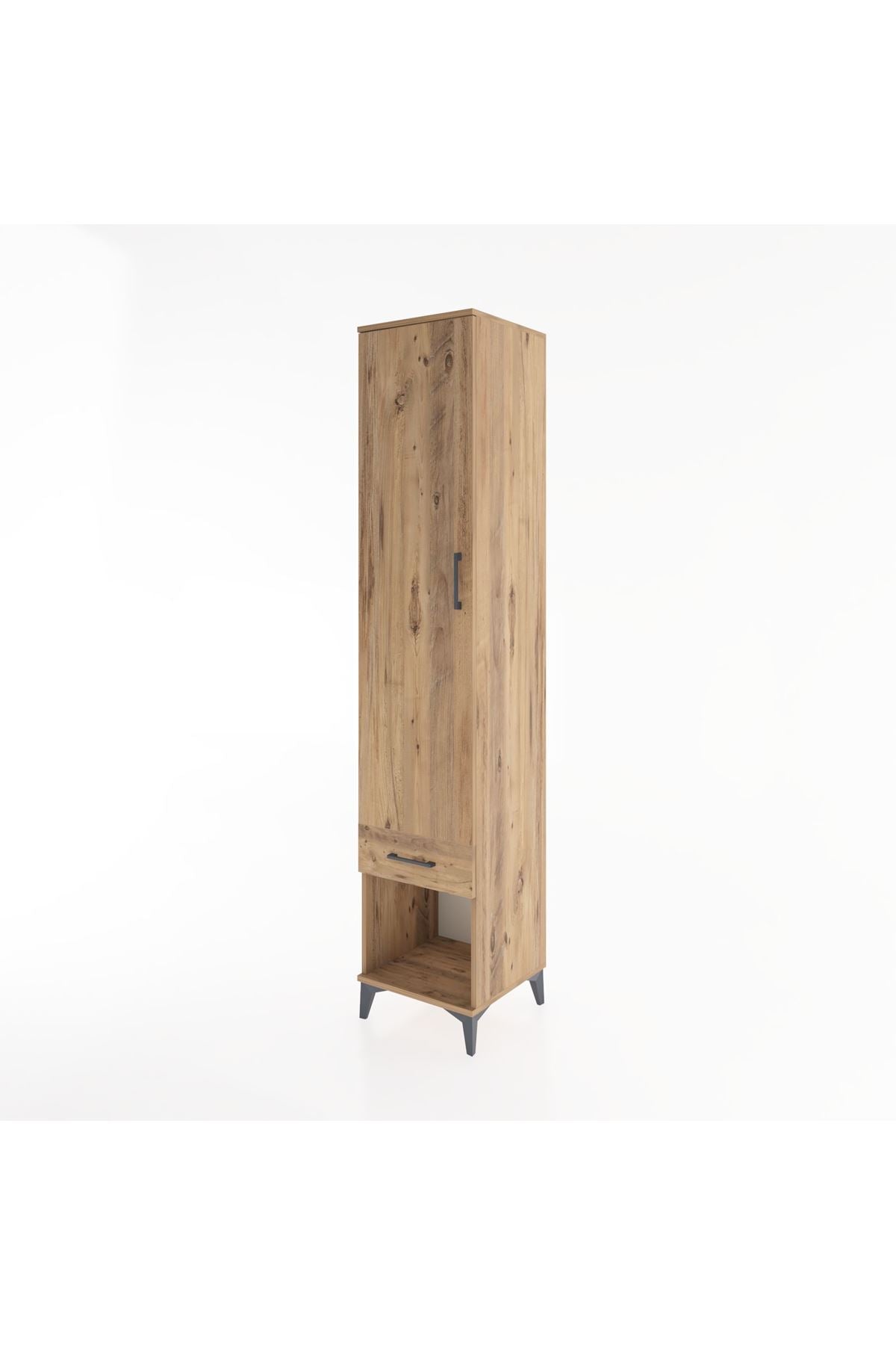 Hyperion Dolap 3 Raflı Tek Çekmeceli Tek Askılı 44x44x221 Çam-Çam