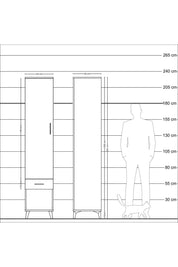Hyperion Dolap 3 Raflı Tek Çekmeceli Tek Askılı 44x44x221 Çam-Çam