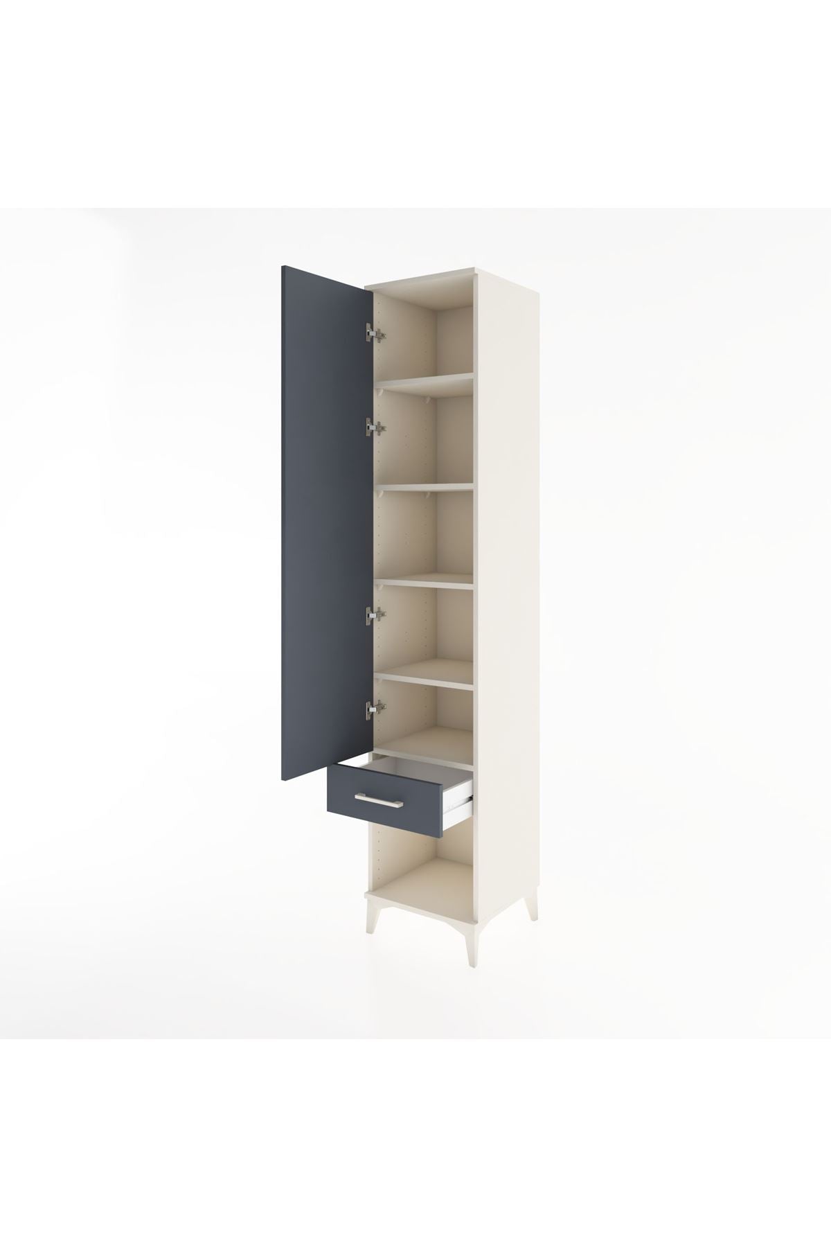 Hyperion Dolap 5 Raflı Tek Çekmeceli Tek Kapaklı 44x44x221 Aytaşı-Antrasit