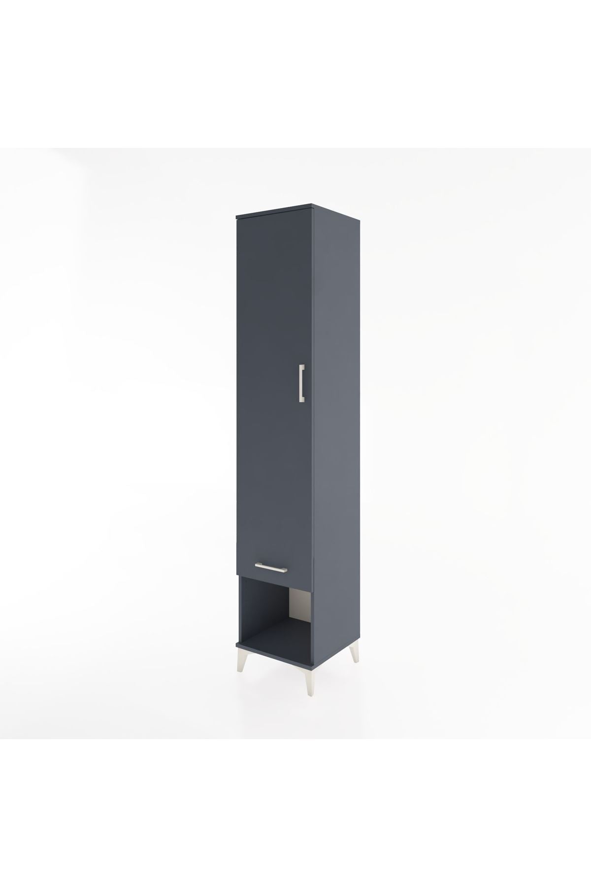 Hyperion Dolap 5 Raflı Tek Çekmeceli Tek Kapaklı 44x44x221 Antrasit-Antrasit