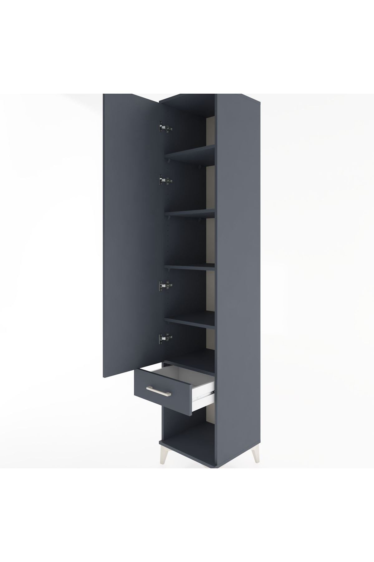 Hyperion Dolap 5 Raflı Tek Çekmeceli Tek Kapaklı 44x44x221 Antrasit-Antrasit