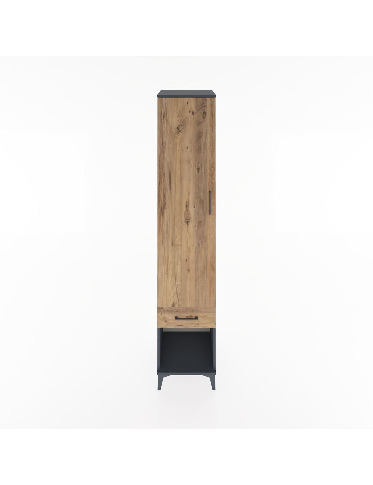 Hyperion Dolap 5 Raflı Tek Çekmeceli Tek Kapaklı 44x44x221 Antrasit-Çam