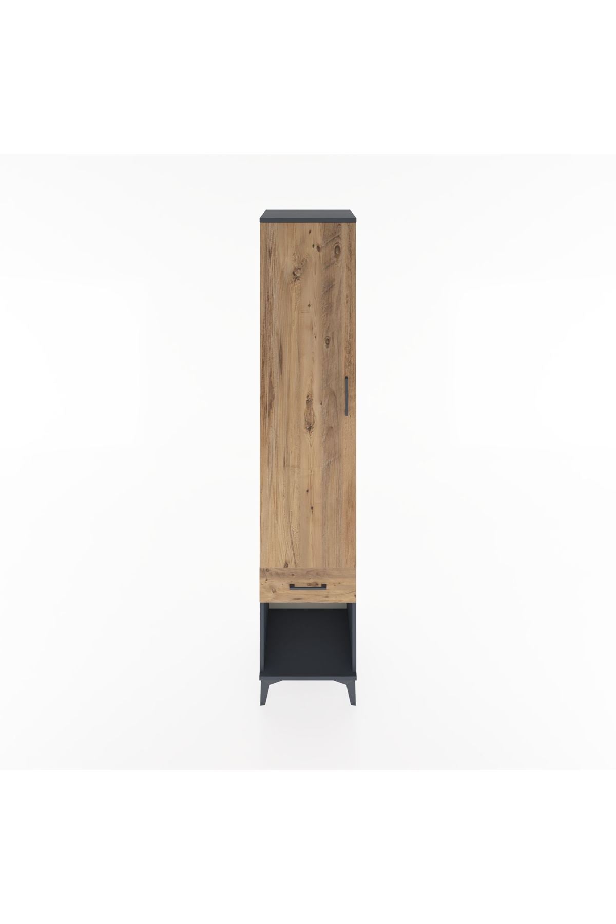 Hyperion Dolap 5 Raflı Tek Çekmeceli Tek Kapaklı 44x44x221 Antrasit-Çam