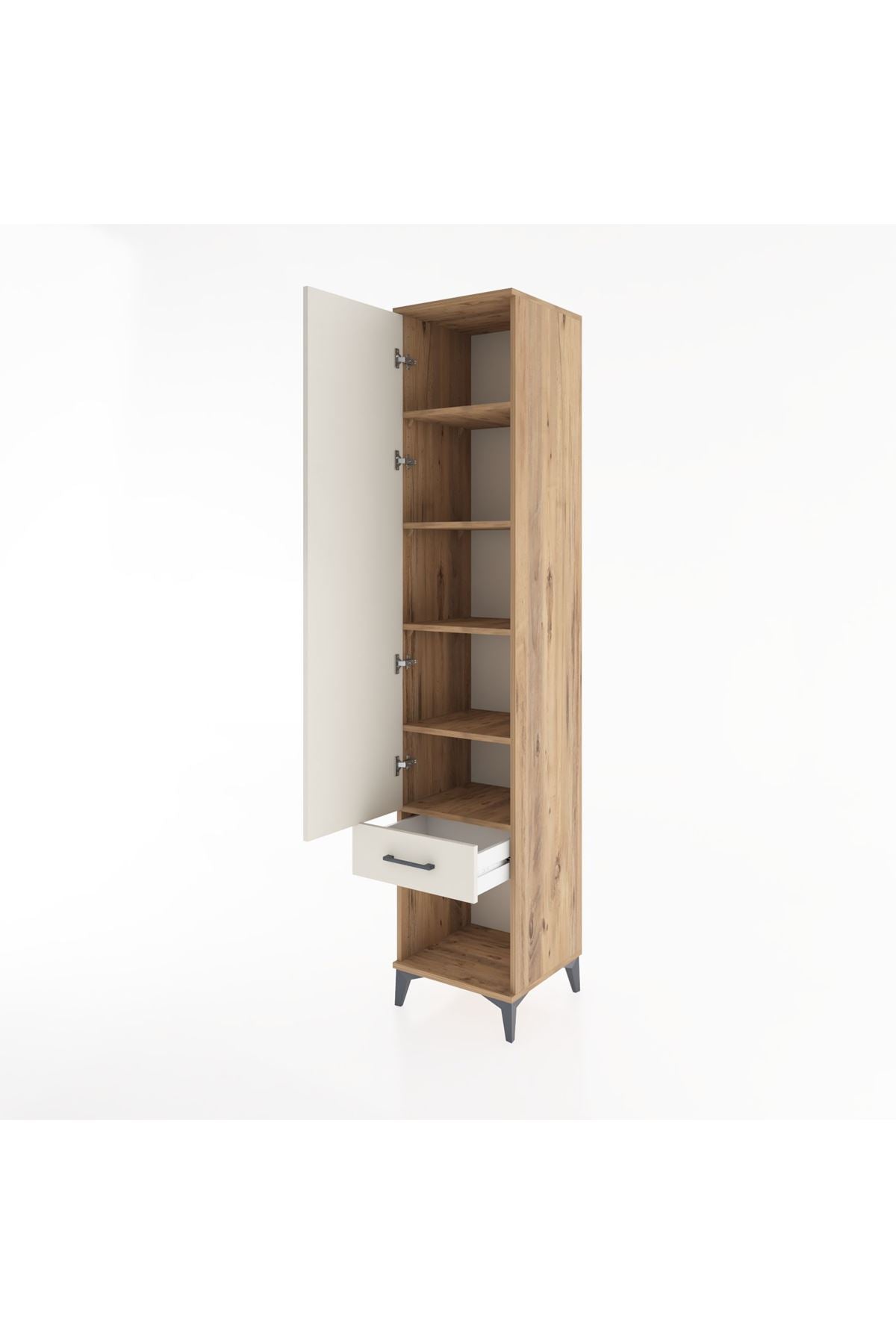 Hyperion Dolap 5 Raflı Tek Çekmeceli Tek Kapaklı 44x44x221 Çam-Aytaşı