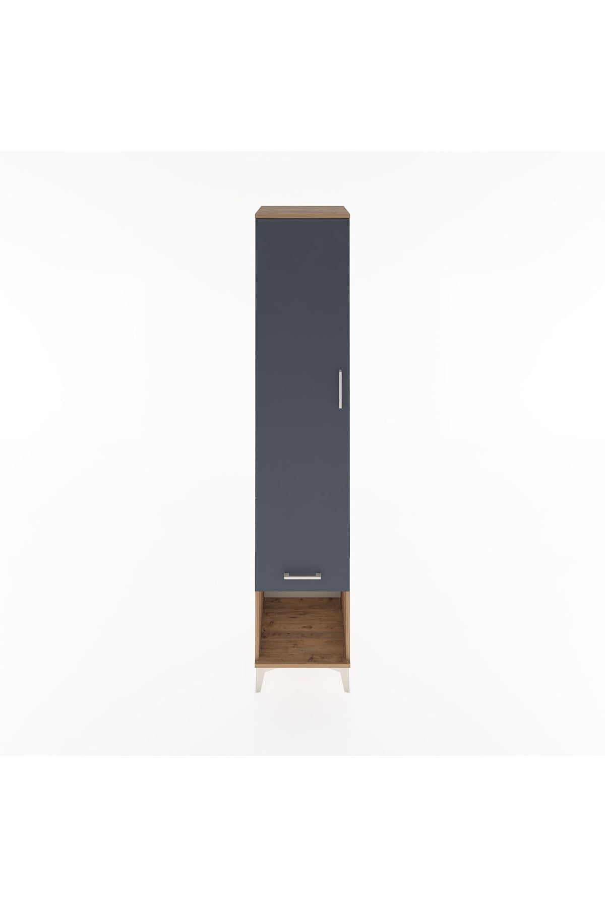 Hyperion Dolap 5 Raflı Tek Çekmeceli Tek Kapaklı 44x44x221 Çam-Antrasit