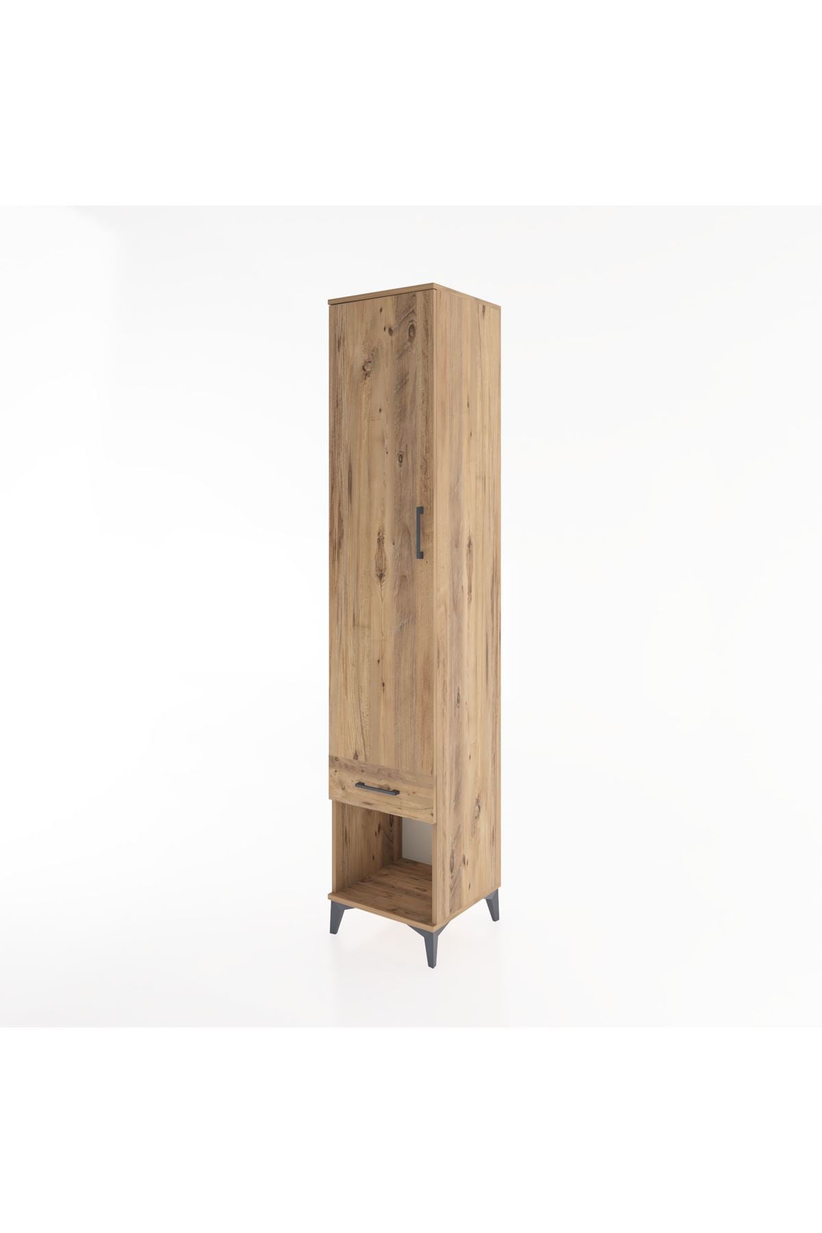 Hyperion Dolap 5 Raflı Tek Çekmeceli Tek Kapaklı 44x44x221 Çam-Çam