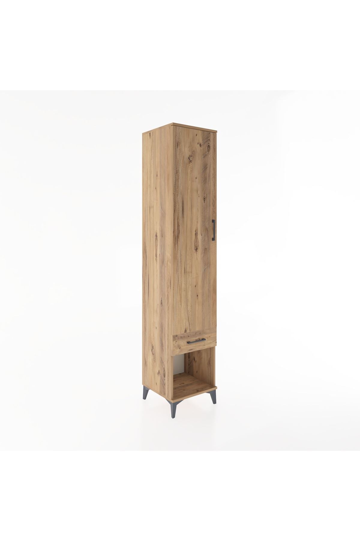 Hyperion Dolap 5 Raflı Tek Çekmeceli Tek Kapaklı 44x44x221 Çam-Çam