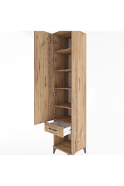 Hyperion Dolap 5 Raflı Tek Çekmeceli Tek Kapaklı 44x44x221 Çam-Çam