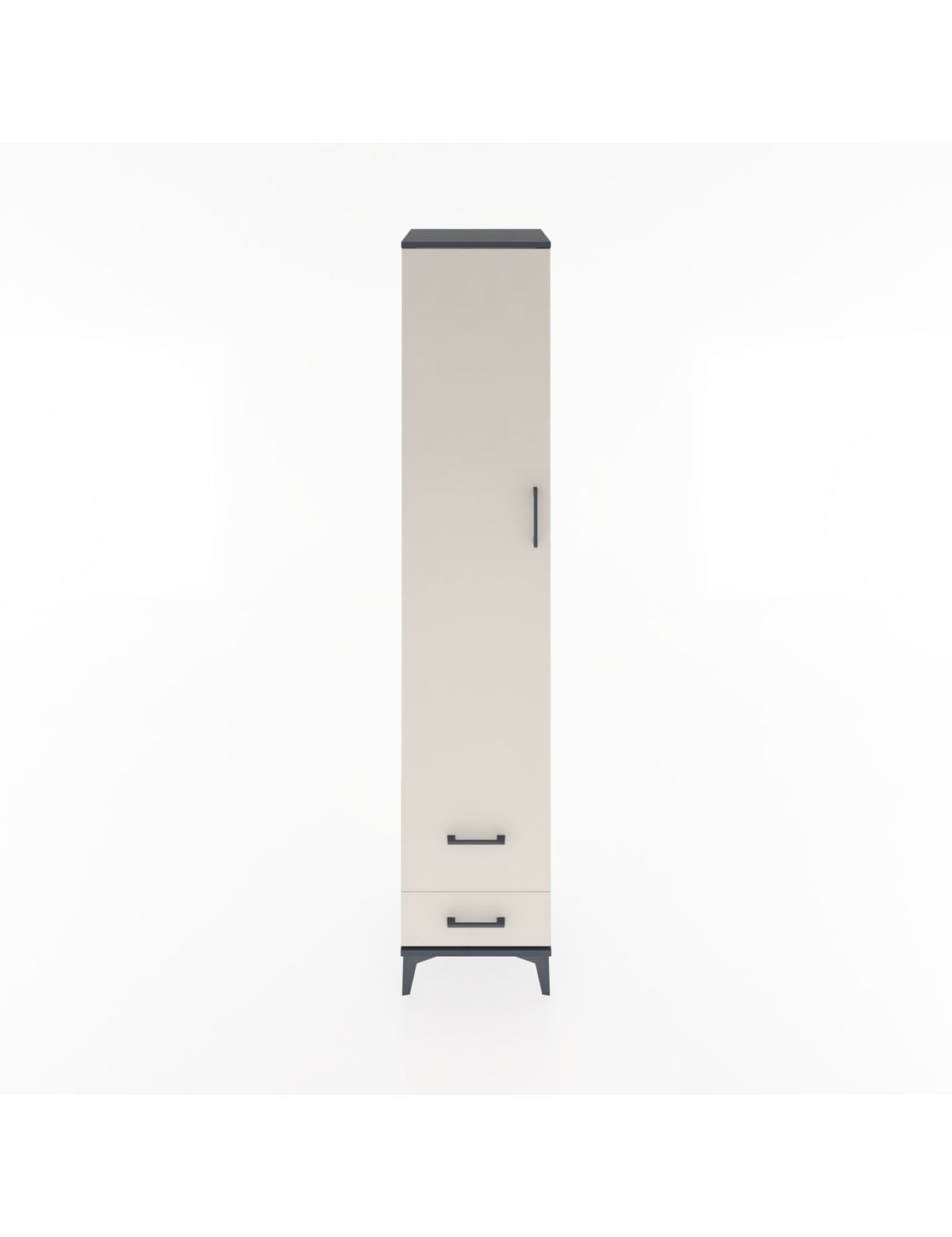 Hyperion Dolap 3 Raflı 2 Çekmeceli Tek Askılı 44x44x221 Antrasit-Aytaşı