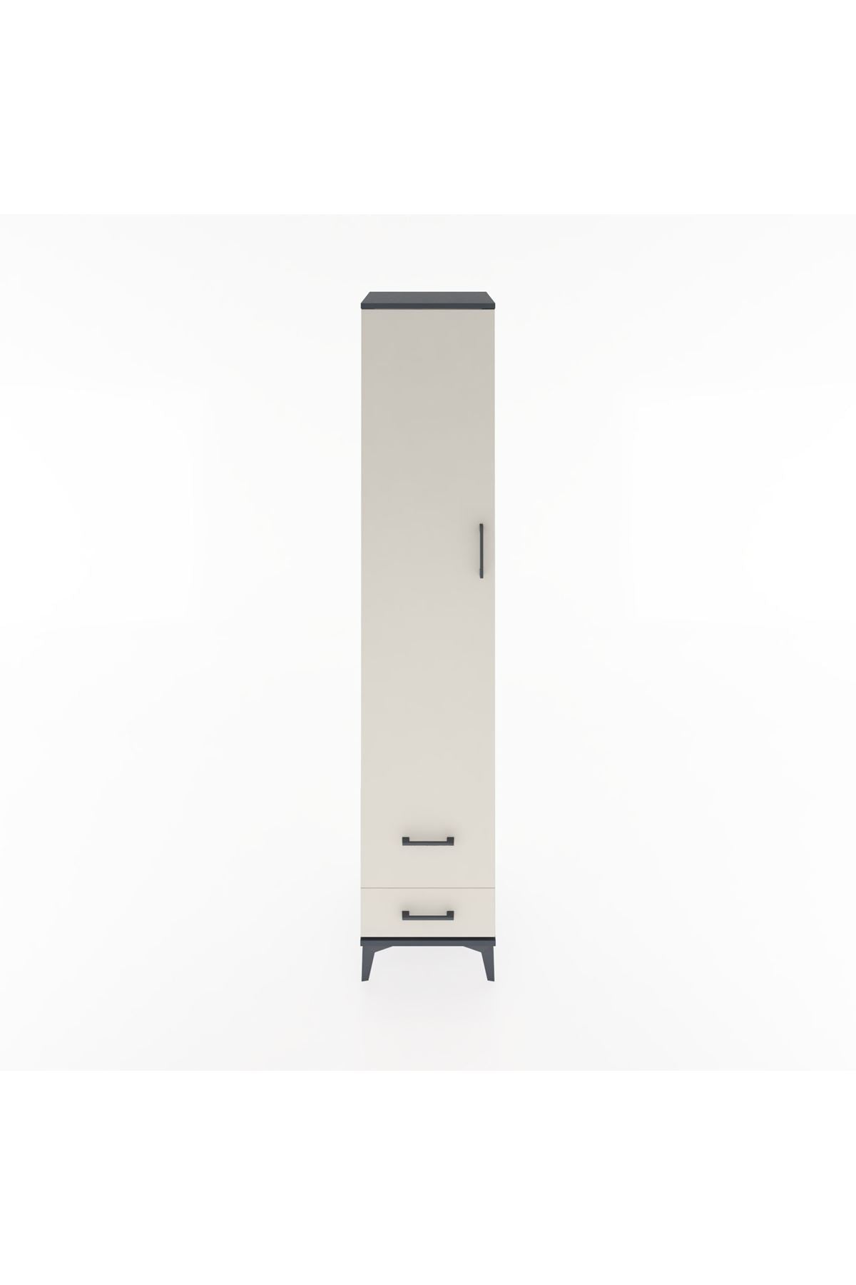 Hyperion Dolap 3 Raflı 2 Çekmeceli Tek Askılı 44x44x221 Antrasit-Aytaşı