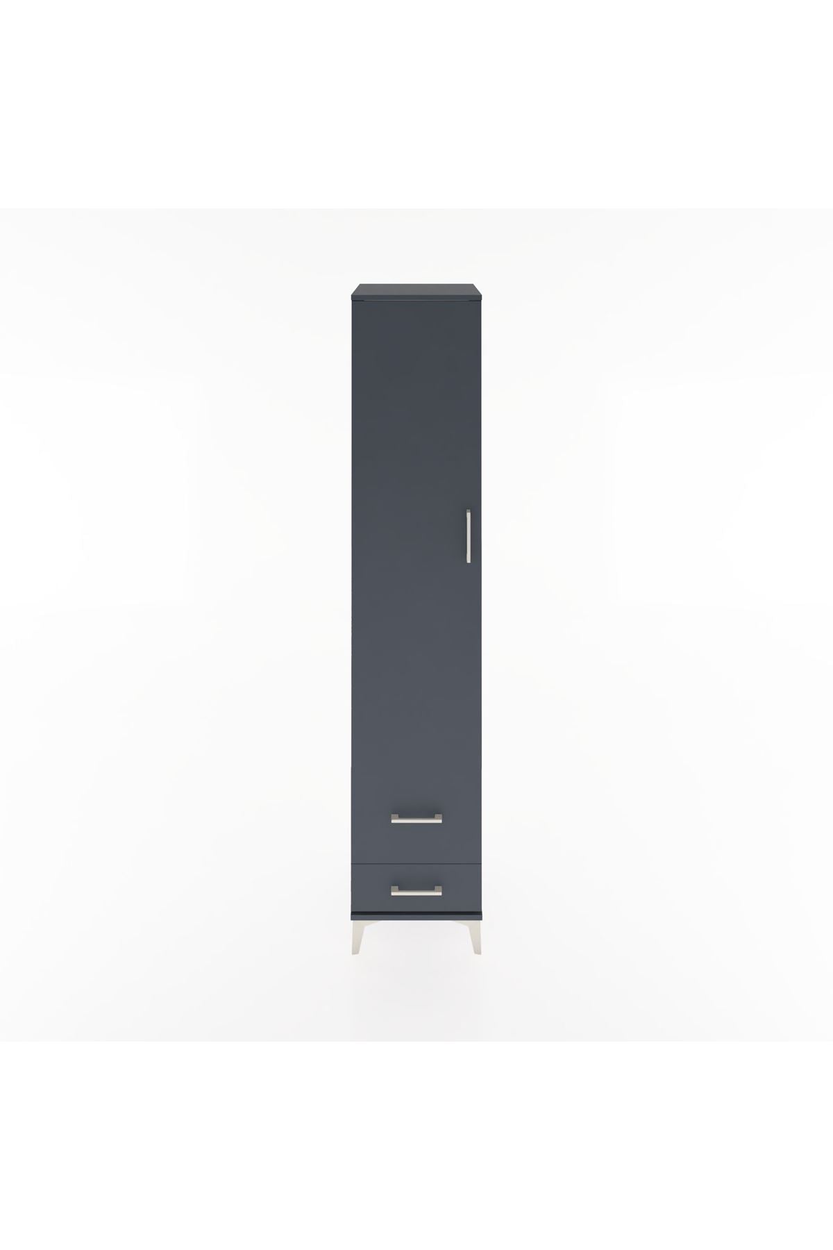 Hyperion Dolap 3 Raflı 2 Çekmeceli Tek Askılı 44x44x221 Antrasit-Antrasit