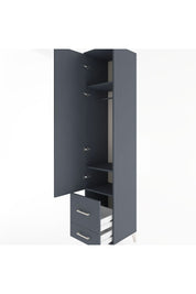 Hyperion Dolap 3 Raflı 2 Çekmeceli Tek Askılı 44x44x221 Antrasit-Antrasit