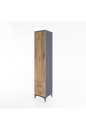 Hyperion Dolap 3 Raflı 2 Çekmeceli Tek Askılı 44x44x221 Antrasit-Çam