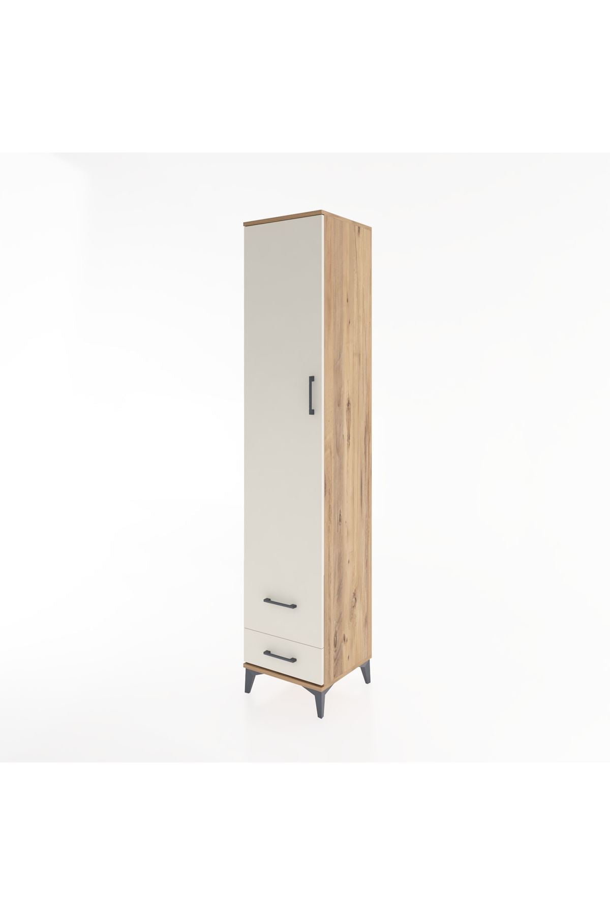 Hyperion Dolap 3 Raflı 2 Çekmeceli Tek Askılı 44x44x221 Çam-Aytaşı