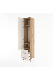 Hyperion Dolap 3 Raflı 2 Çekmeceli Tek Askılı 44x44x221 Çam-Aytaşı