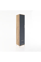 Hyperion Dolap 3 Raflı 2 Çekmeceli Tek Askılı 44x44x221 Çam-Antrasit