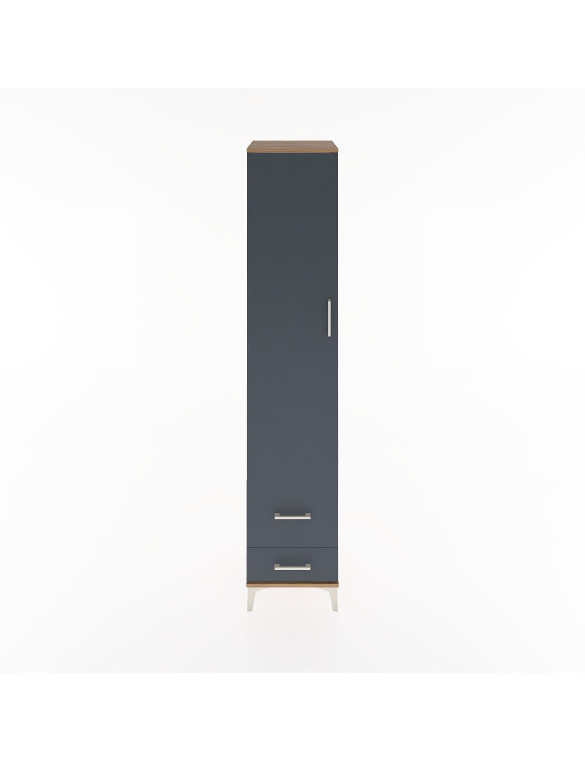 Hyperion Dolap 3 Raflı 2 Çekmeceli Tek Askılı 44x44x221 Çam-Antrasit