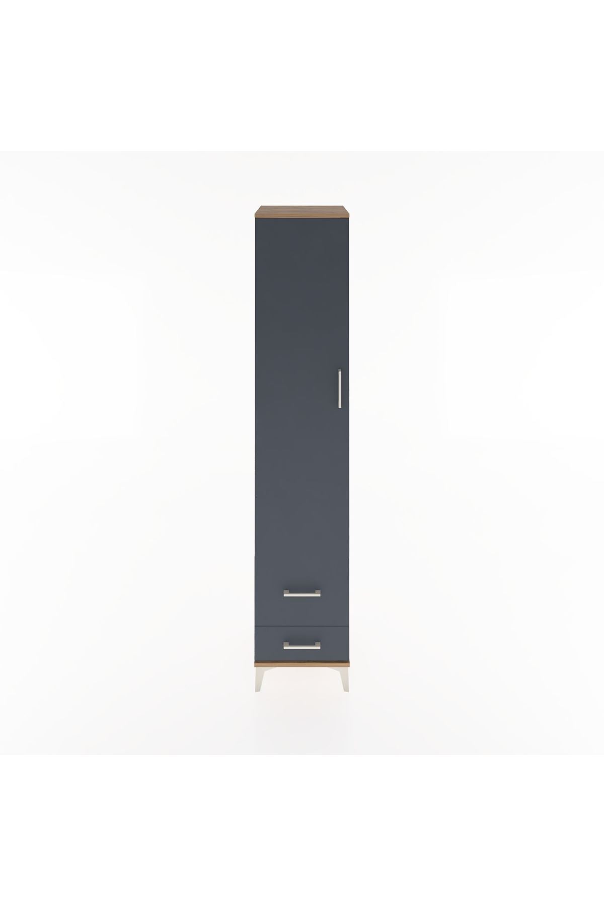 Hyperion Dolap 3 Raflı 2 Çekmeceli Tek Askılı 44x44x221 Çam-Antrasit