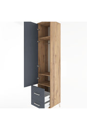 Hyperion Dolap 3 Raflı 2 Çekmeceli Tek Askılı 44x44x221 Çam-Antrasit