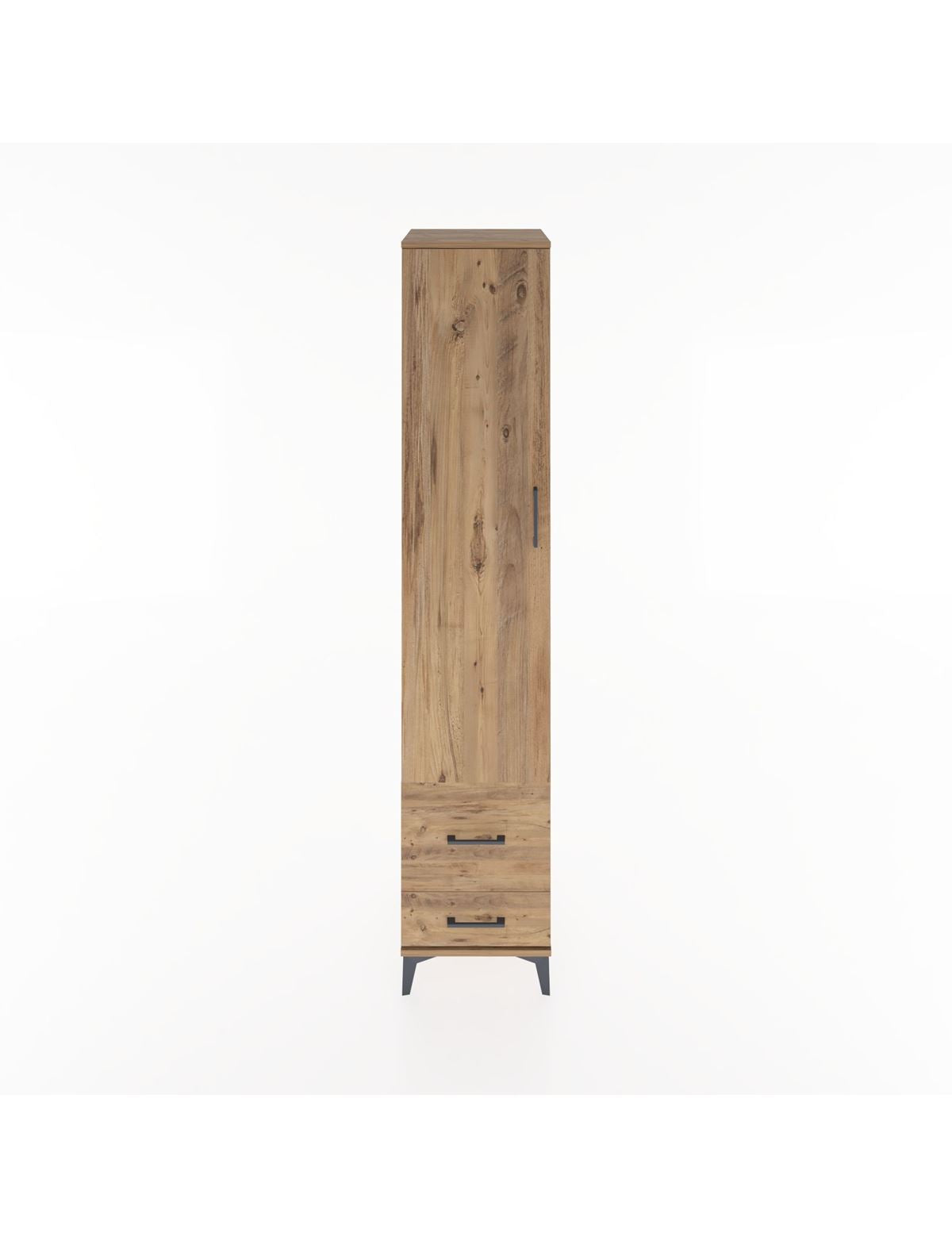 Hyperion Dolap 3 Raflı 2 Çekmeceli Tek Askılı 44x44x221 Çam-Çam