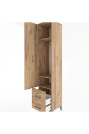 Hyperion Dolap 3 Raflı 2 Çekmeceli Tek Askılı 44x44x221 Çam-Çam