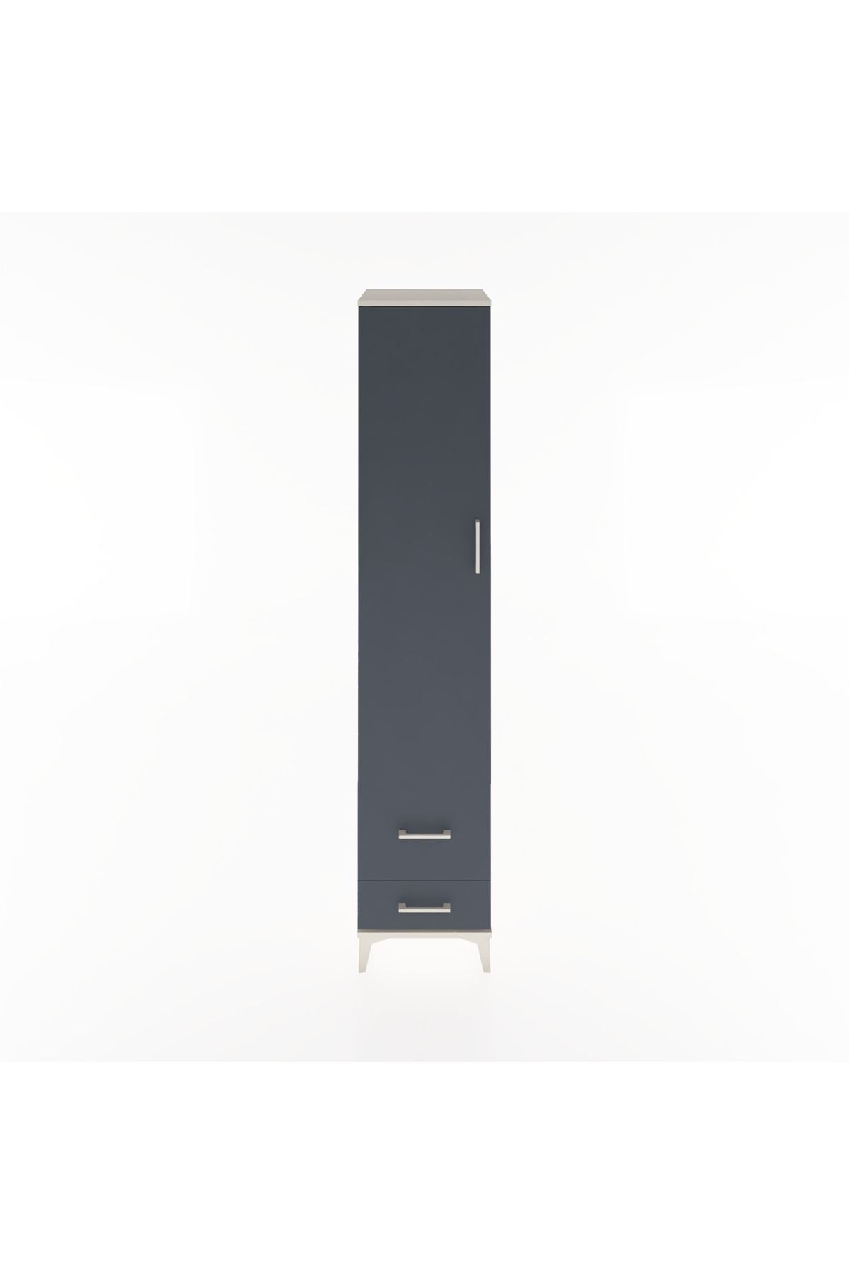 Hyperion Dolap 5 Raflı 2 Çekmeceli Tek Kapaklı 44x44x221 Aytaşı-Antrasit