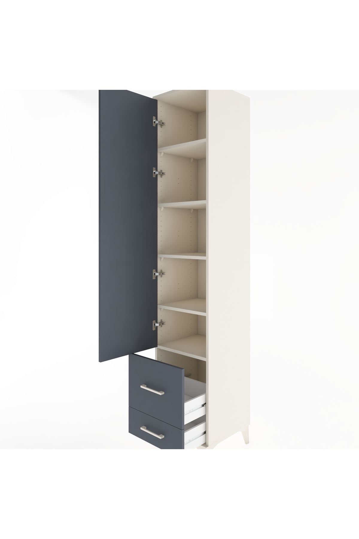 Hyperion Dolap 5 Raflı 2 Çekmeceli Tek Kapaklı 44x44x221 Aytaşı-Antrasit