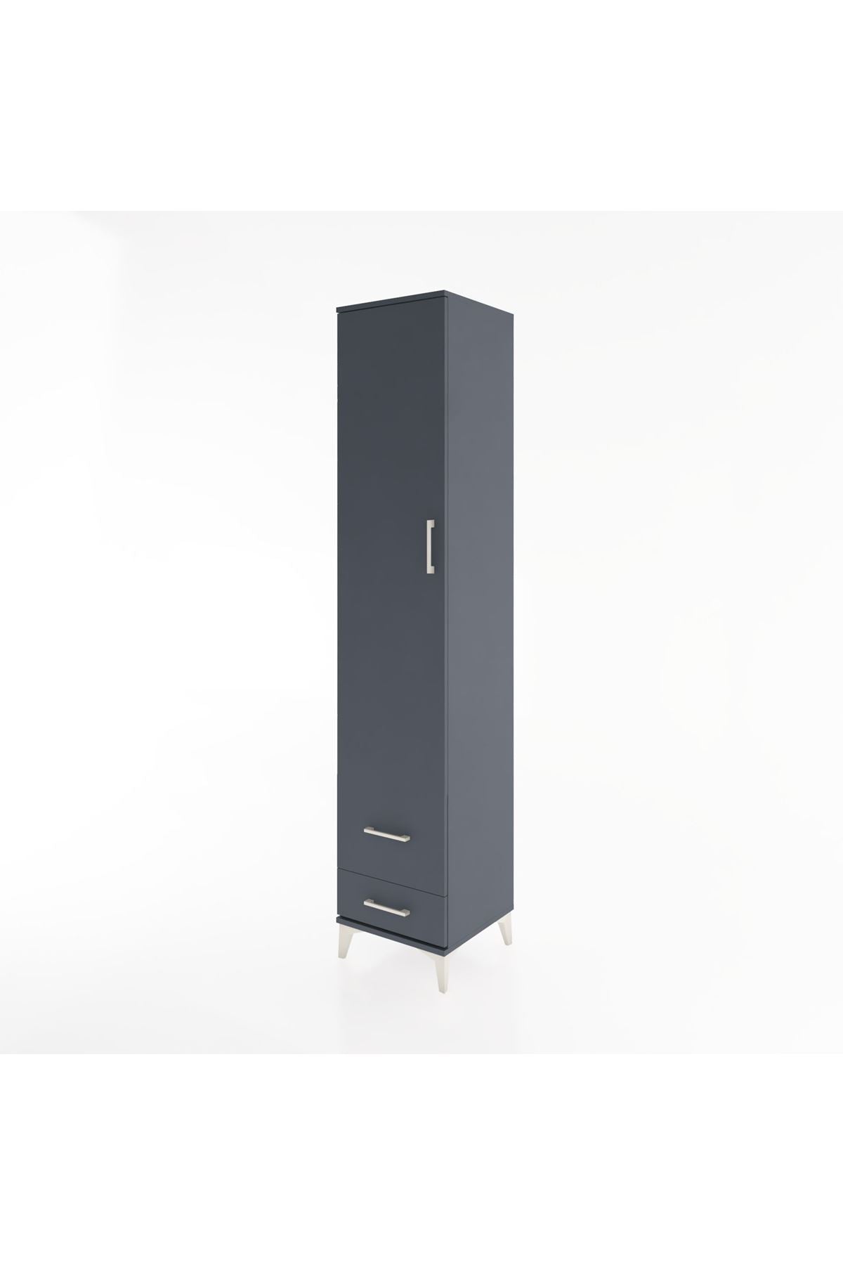 Hyperion Dolap 5 Raflı 2 Çekmeceli Tek Kapaklı 44x44x221 Antrasit-Antrasit