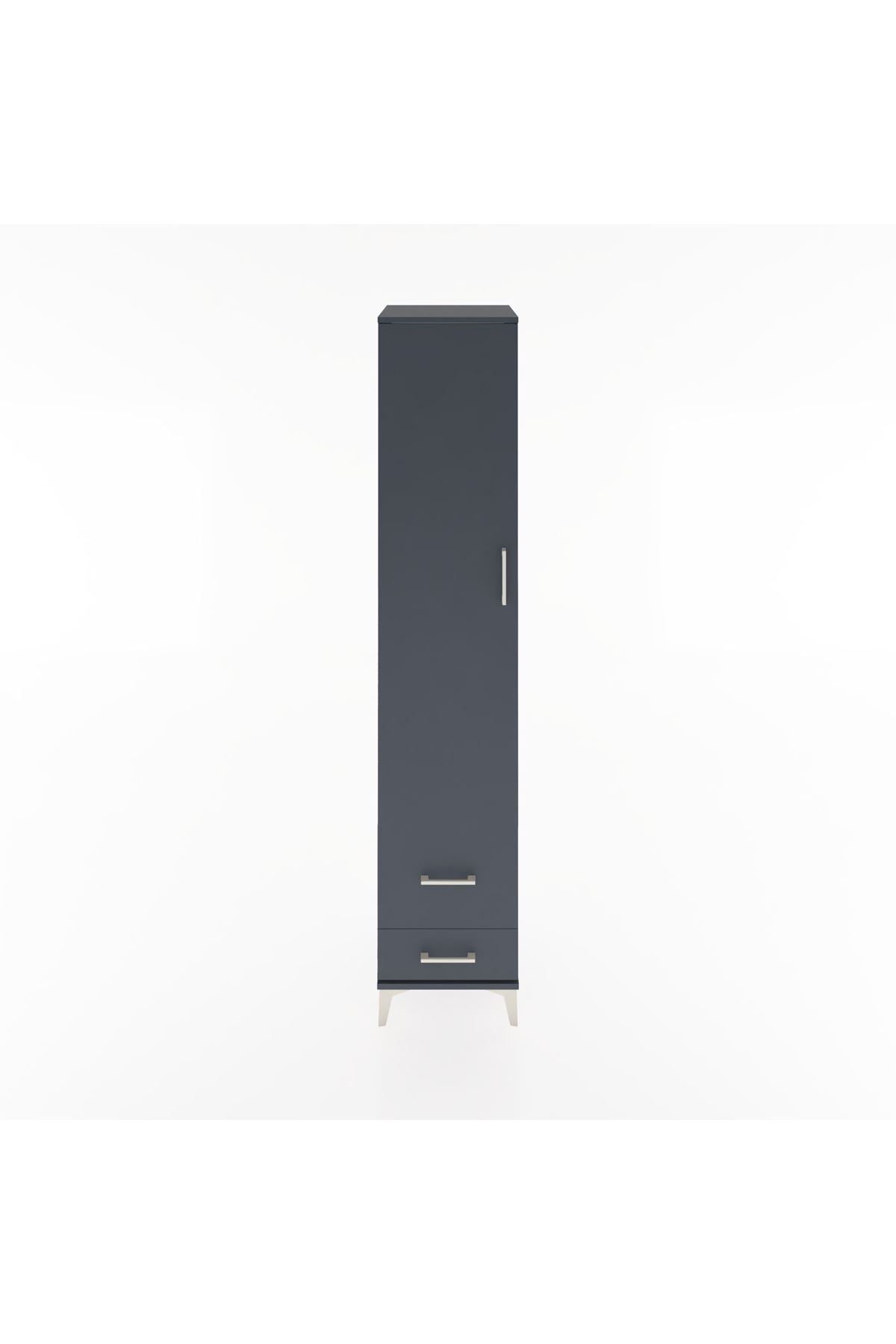 Hyperion Dolap 5 Raflı 2 Çekmeceli Tek Kapaklı 44x44x221 Antrasit-Antrasit