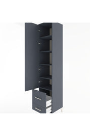 Hyperion Dolap 5 Raflı 2 Çekmeceli Tek Kapaklı 44x44x221 Antrasit-Antrasit