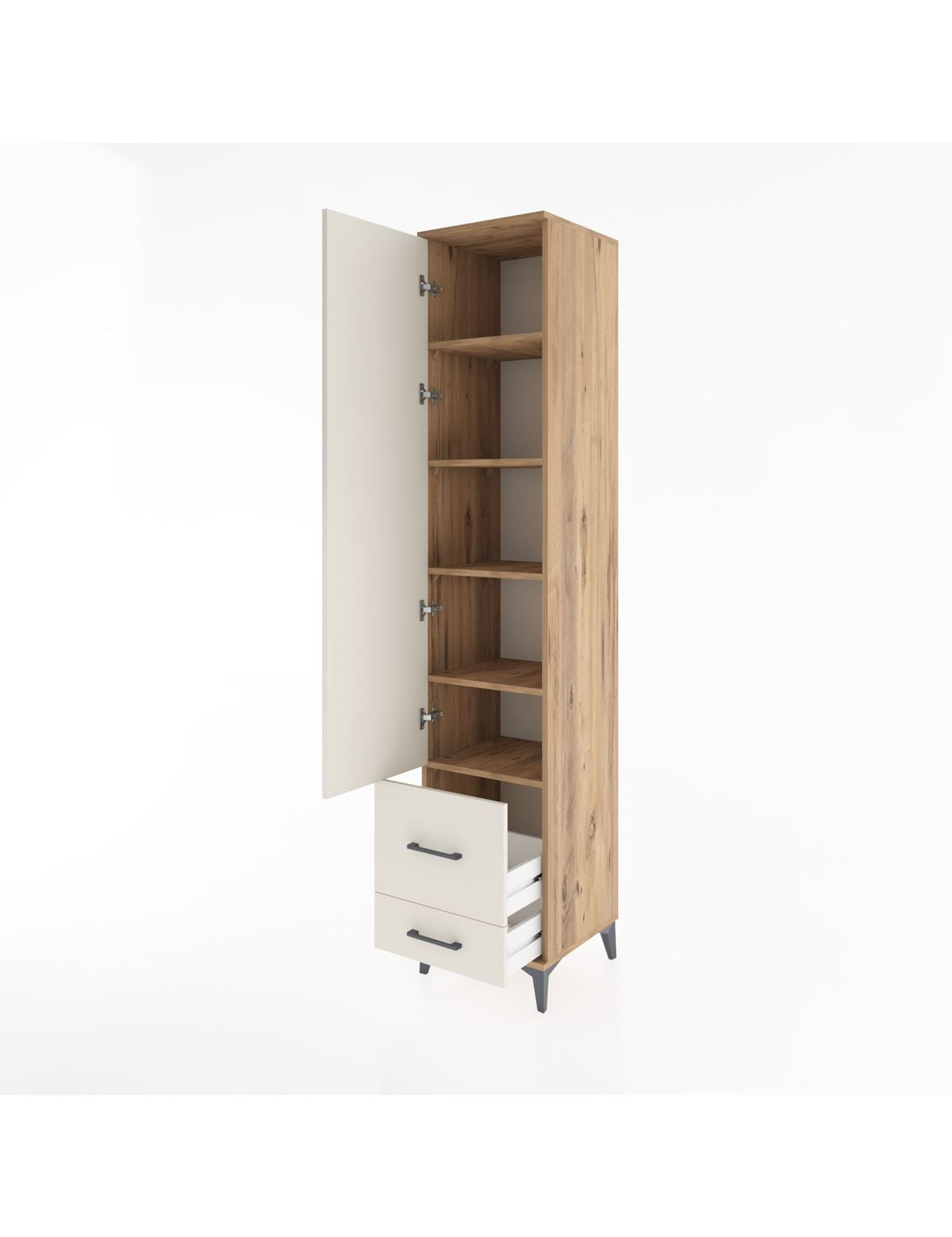 Hyperion Dolap 5 Raflı 2 Çekmeceli Tek Kapaklı 44x44x221 - S61M026V7B