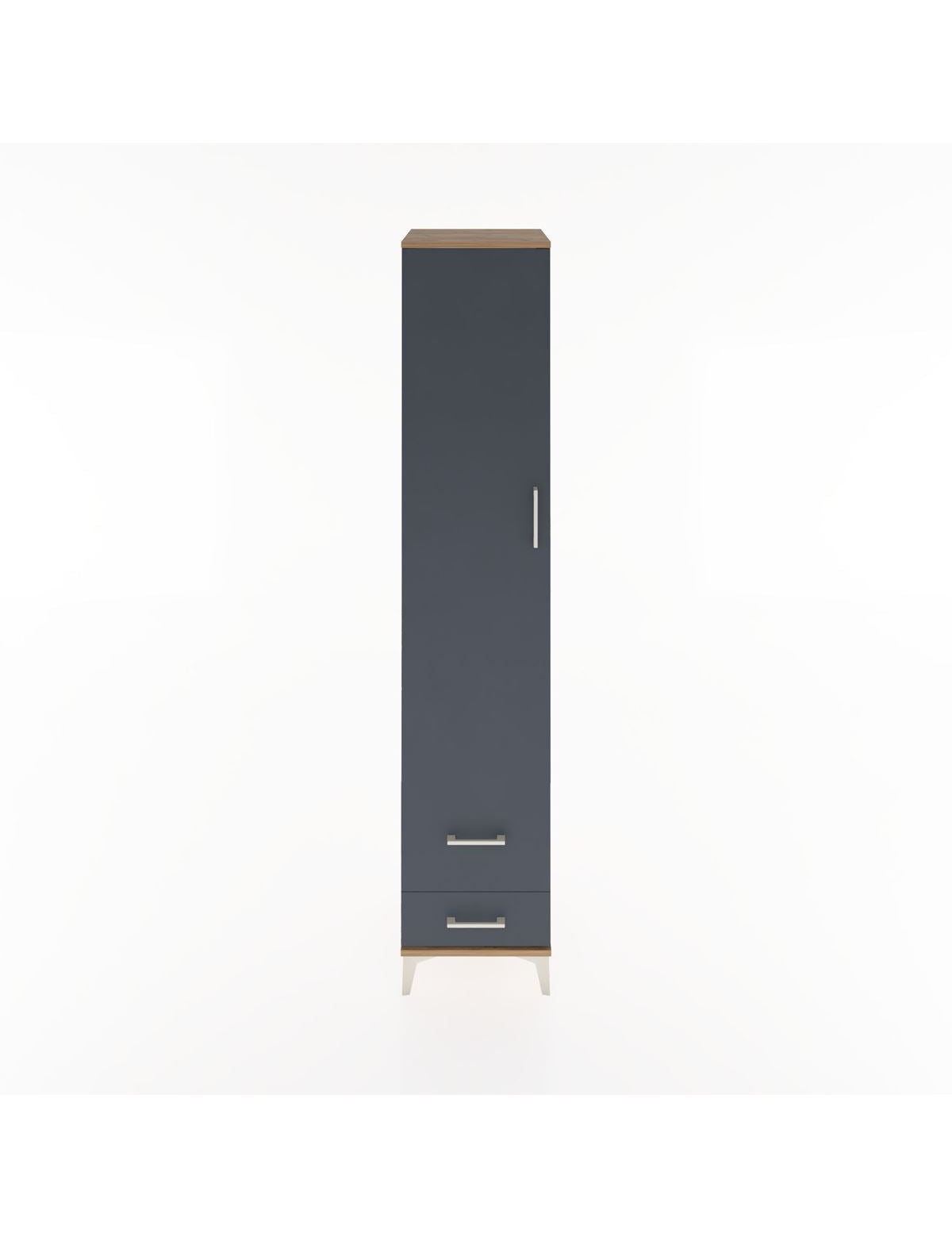 Hyperion Dolap 5 Raflı 2 Çekmeceli Tek Kapaklı 44x44x221 Çam-Antrasit