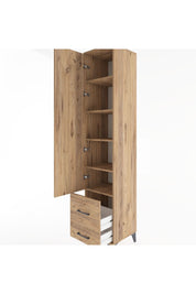 Hyperion Dolap 5 Raflı 2 Çekmeceli Tek Kapaklı 44x44x221 Çam-Çam