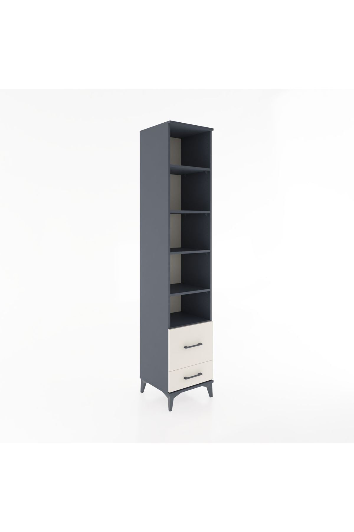 Hyperion Dolap 5 Raflı 2 Çekmeceli 44x44x221 Antrasit-Aytaşı