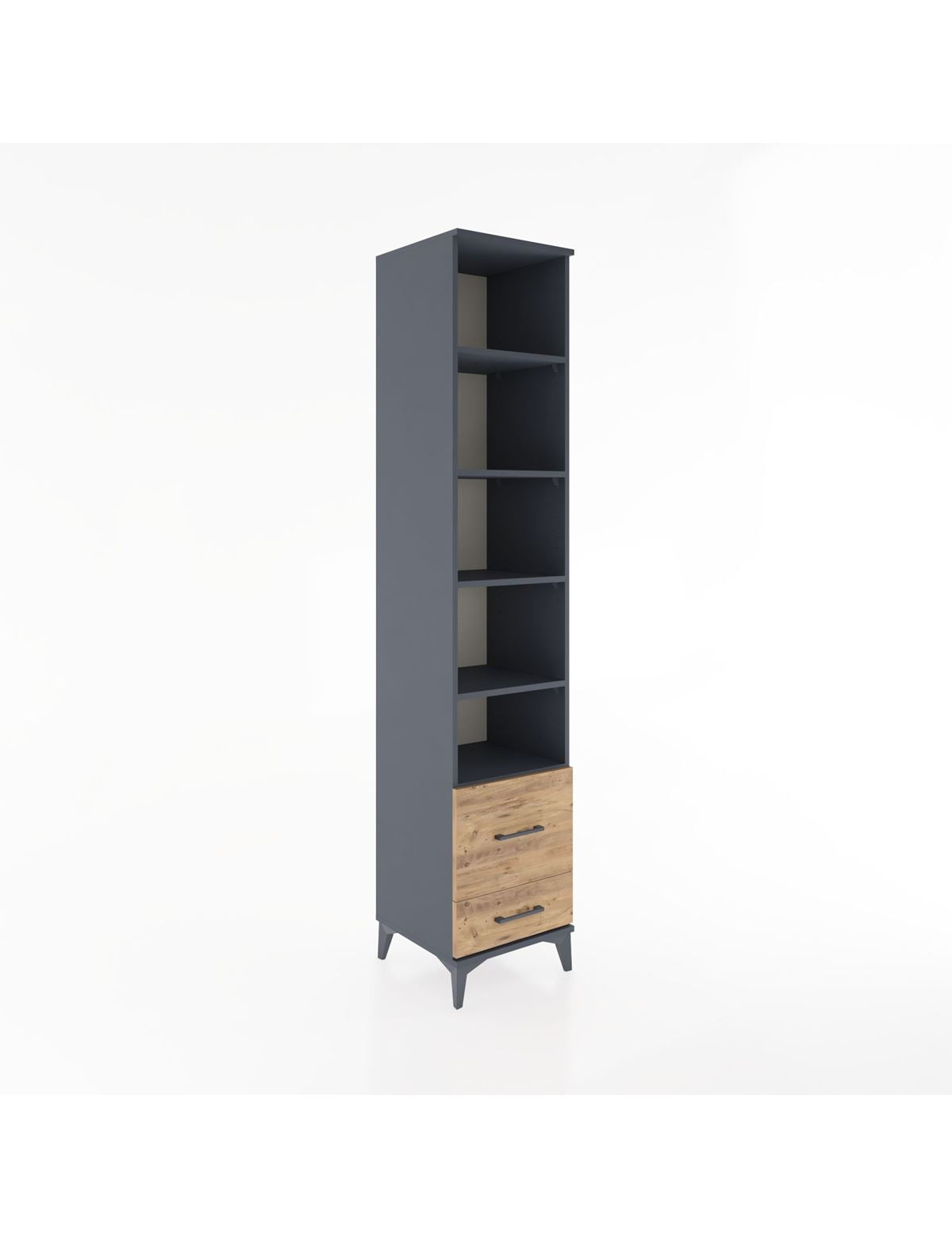 Hyperion Dolap 5 Raflı 2 Çekmeceli 44x44x221 Antrasit-Çam