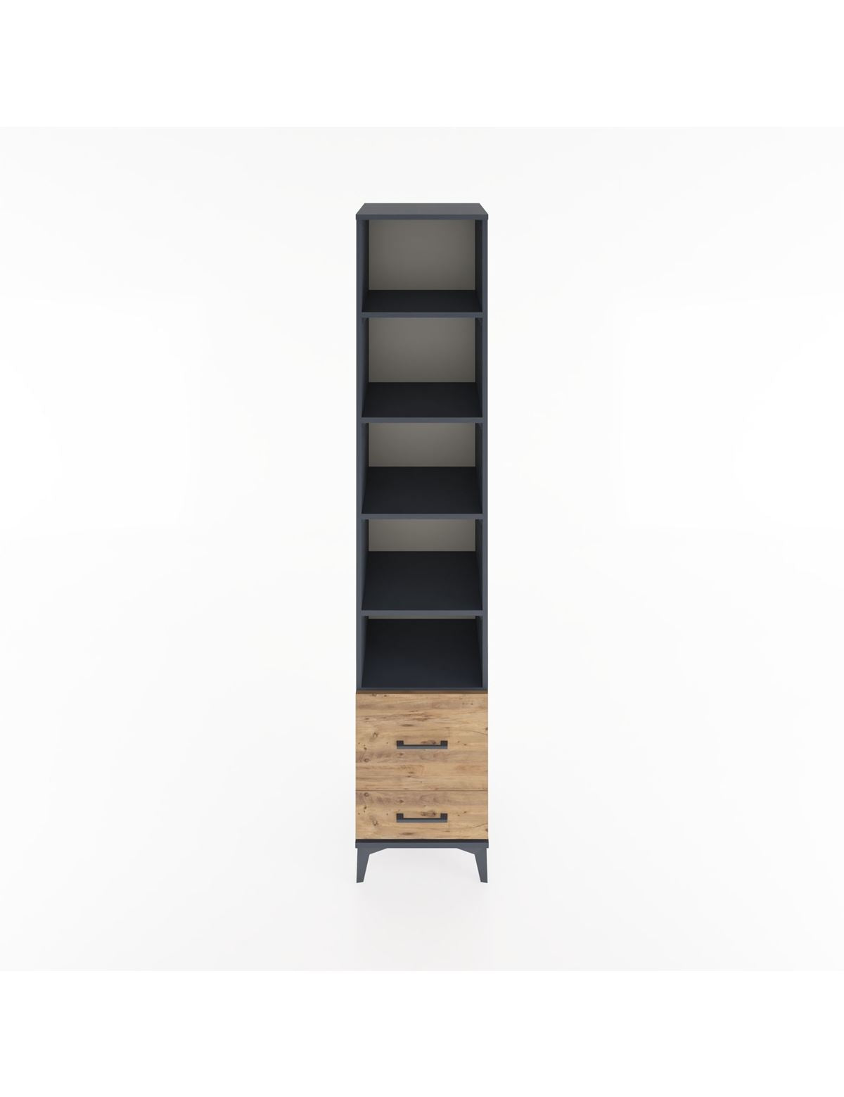 Hyperion Dolap 5 Raflı 2 Çekmeceli 44x44x221 Antrasit-Çam