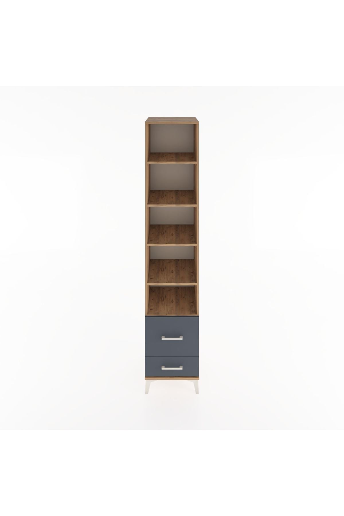 Hyperion Dolap 5 Raflı 2 Çekmeceli 44x44x221 Çam-Antrasit