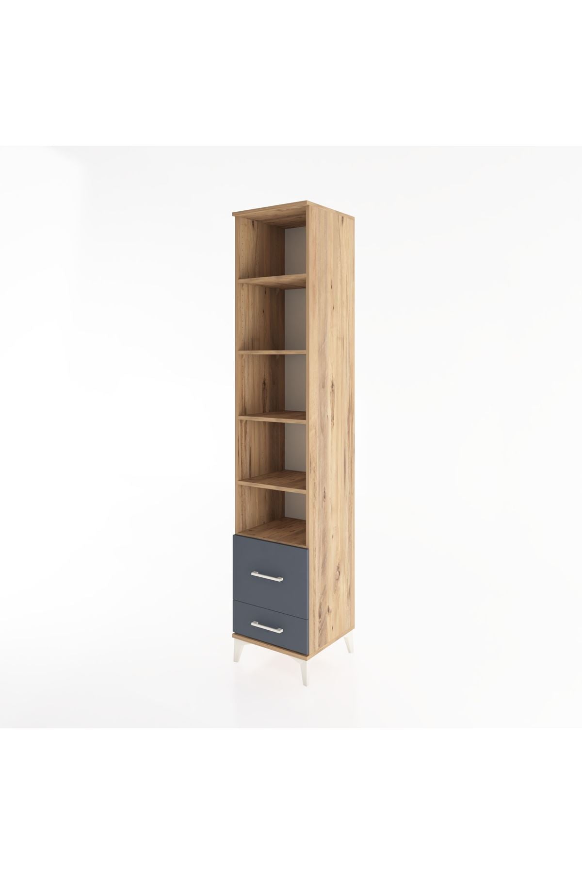 Hyperion Dolap 5 Raflı 2 Çekmeceli 44x44x221 Çam-Antrasit