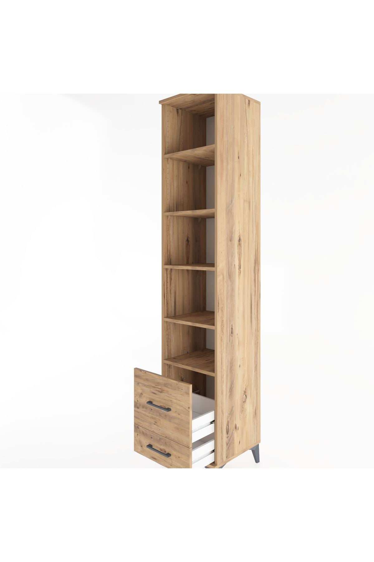 Hyperion Dolap 5 Raflı 2 Çekmeceli 44x44x221 Çam-Çam