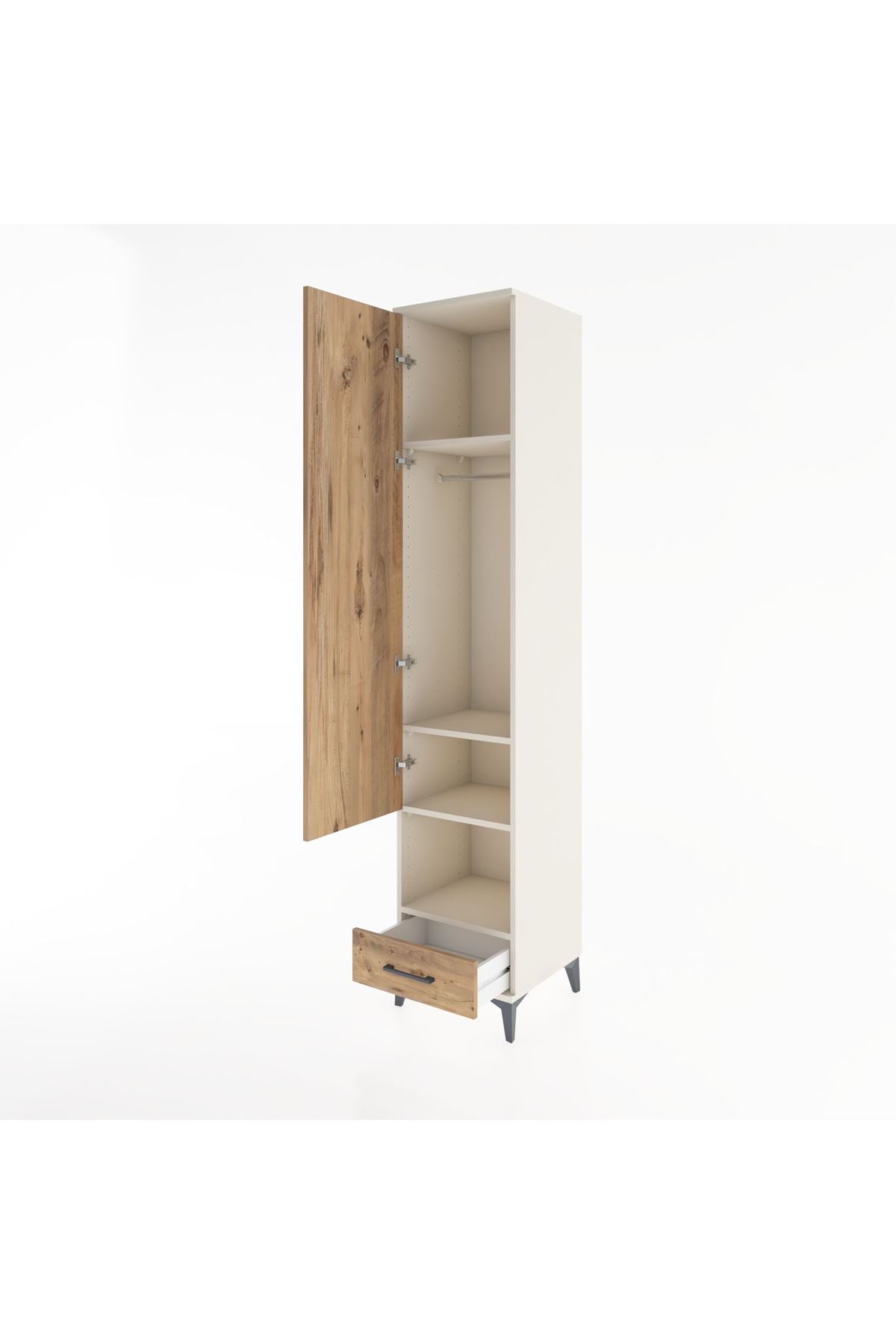 Hyperion Dolap 4 Raflı Tek Çekmeceli Tek Askılı 44x44x221 Aytaşı-Çam